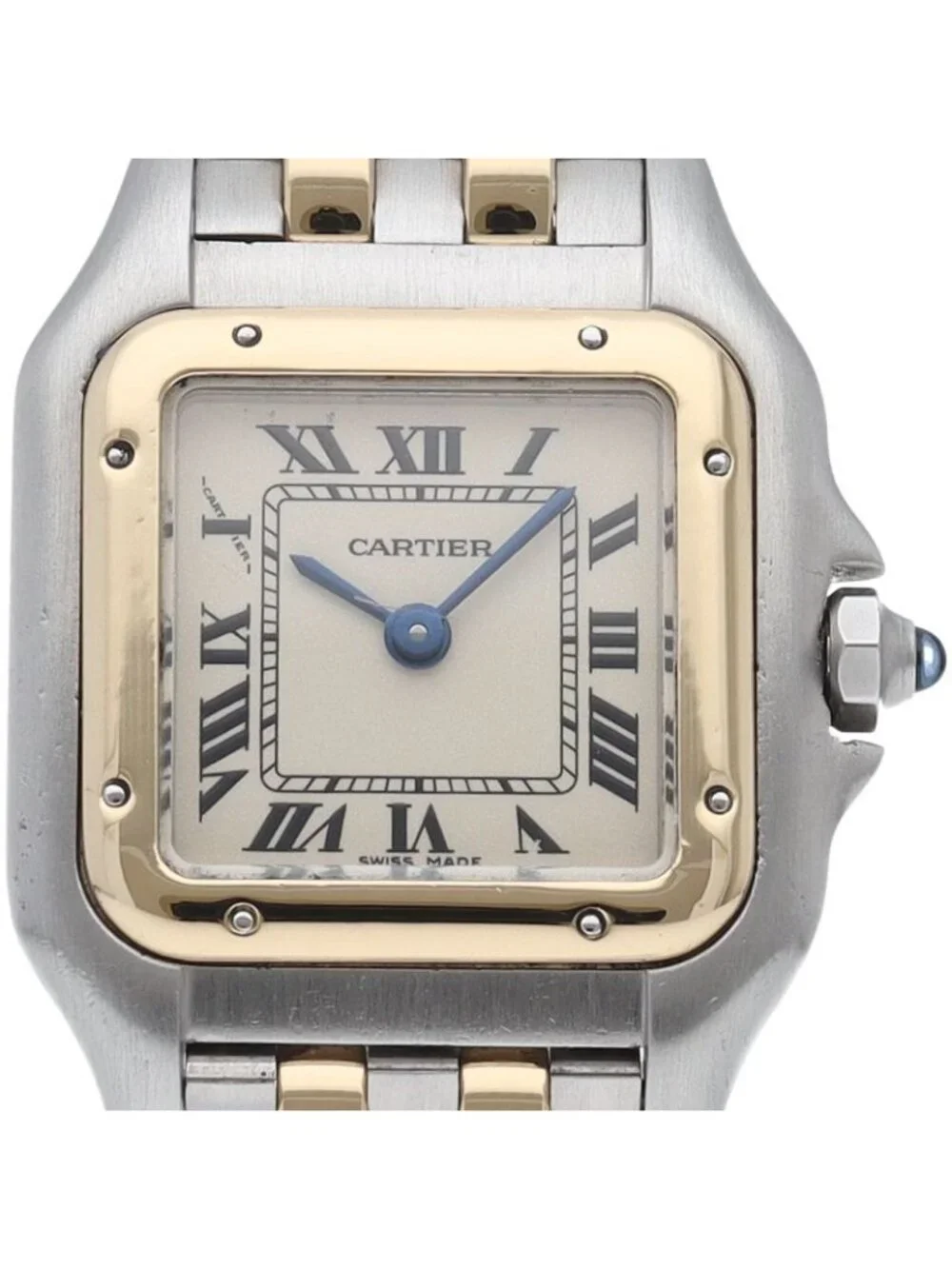 Cartier Panthere SM Watch 2 Row Box 18k Yellow Gold SS White Polished